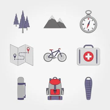 Camping. Set icon Illustrazione stock