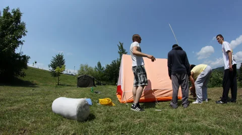 Camping (setting up a tent timelapse) Stock Footage 32220521