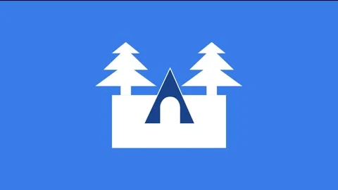 Camping shape icon white color animation on blue background Stock Footage 279011063