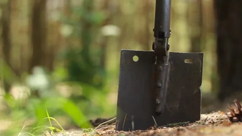 Camping Shovel in the soil. Stock Footage 134121884