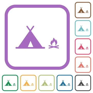 Camping simple icons Stock Illustration