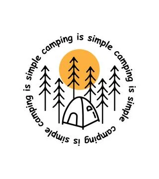 Camping is simple illustration for the design of t-shirts, cups, etc. Stock Illustration
