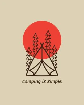 Camping is simple vector design, mono line art design, T-Shirt design イラスト素材