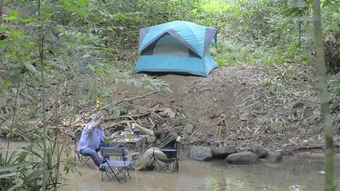 Camping site Stock Footage 159528721