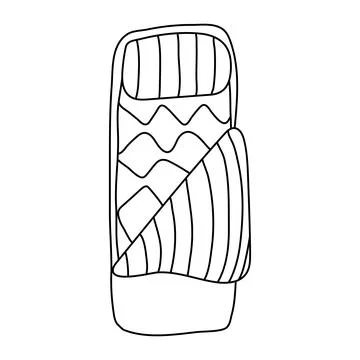 Camping sleeping bag doodle Stock Illustration