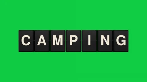 Camping split flap display board 3D animation seamless loop Stock-Footage 347366124