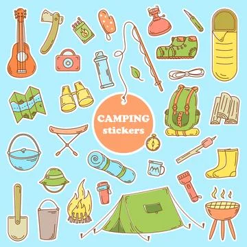 Camping stickers Stock Illustration