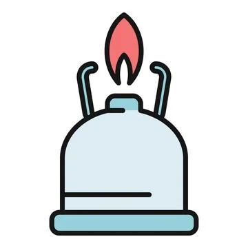 Camping stove burner generating a red flame icon Stock Illustration
