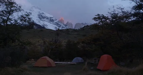 Camping at sunrise in the mountains Stock Footage 90080598