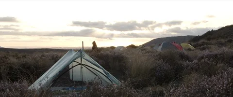 Camping in sunset Video stock 128463989