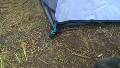 Camping tent construction, close up, outdoor Stock-Footage 209964465