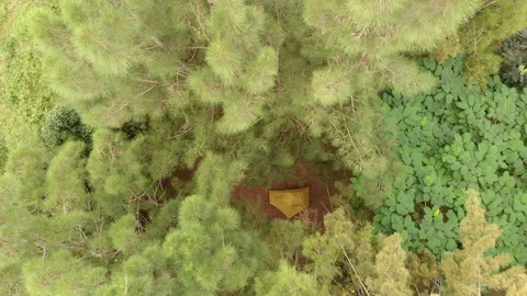Camping Tent drone view Stock Footage 124696520