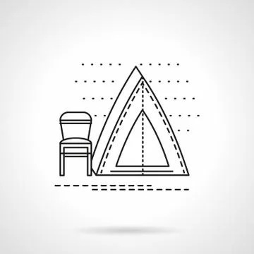Camping tent flat line vector icon Stock Illustration