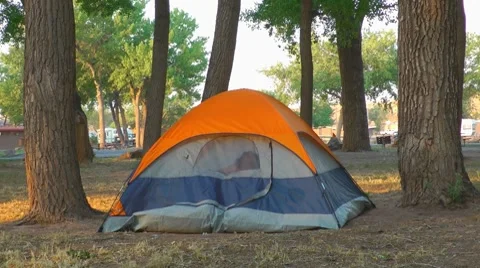 Camping in a tent Stock Footage 7737292