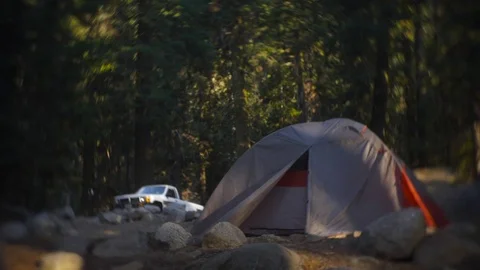 Camping tent in the forest Stock Footage 78248238