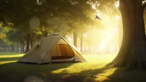 A camping tent in the forest Stock Footage 280545332