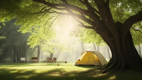 A camping tent in the forest Stock Footage 280545334