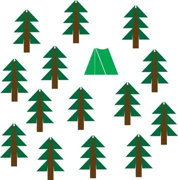 Camping tent in a forest Stock Illustration