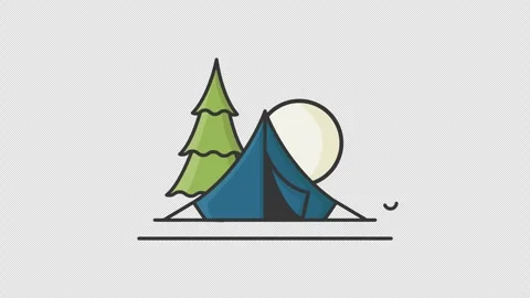 Camping tent icon animation video, seamless looping motion graphic animatio.. Stock Footage 265916178