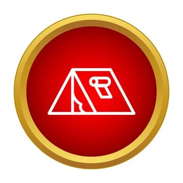 Camping tent icon inside red circle frame Ilustração Stock