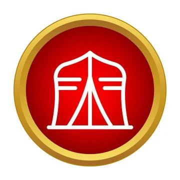 Camping tent icon inside red circle button Stock Illustration