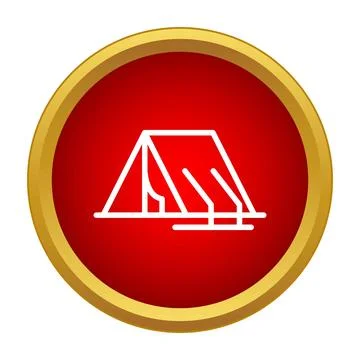 Camping tent icon inside red circle frame Stock Illustration