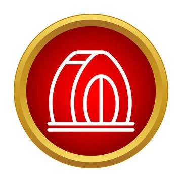 Camping tent icon inside red circle button 库存插图