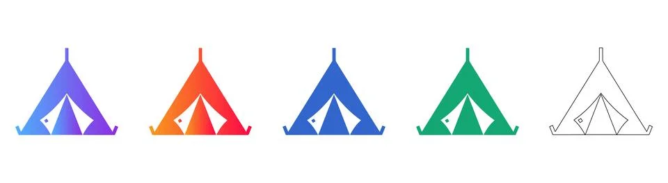 Camping Tent Icon Set Stock Illustration