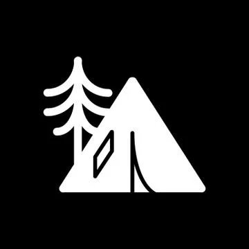 Camping tent icon solid vector contour isolated on black background Stock Illustration