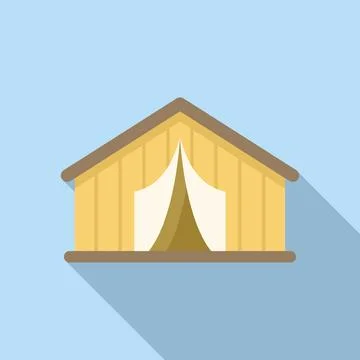 Camping tent inside building for glamping experience Ilustración de archivo