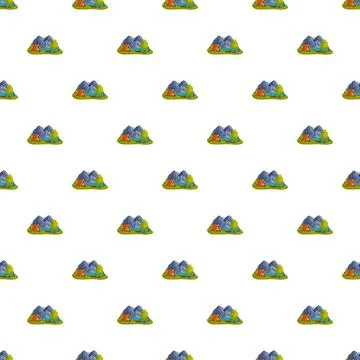 Camping tent in mountains seamless pattern background 스톡 일러스트