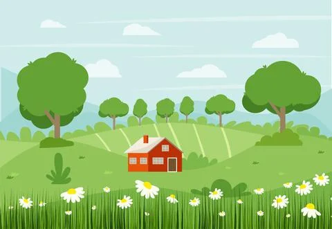 Camping with a tent in nature with a fire. Vector illustration in flat style Stock Illustration