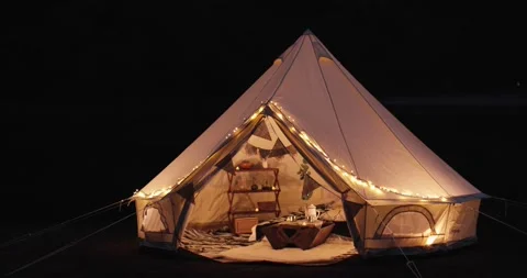 Camping tent at night Stock Footage 163001065
