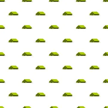 Camping tent pattern repeating on white background Stock Illustration