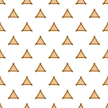 Camping tent pattern with triangular shelters on white background Illustrazione stock