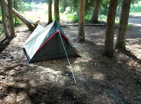 Camping in Tent Stock Photos