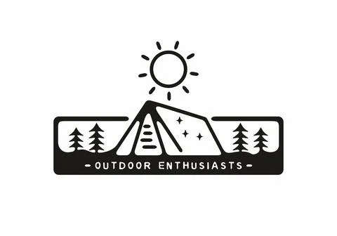 Camping tent in rectangle shape line art illustration イラスト素材