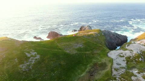Camping tent at Scheildren, Malin Head, Wild Atlantic Way. Co. Donegal 스톡 동영상 266343669