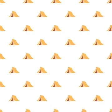 Camping tent seamless pattern creating outdoors background Stock Illustration