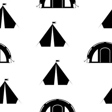 Camping tent seamless pattern. Stock Illustration