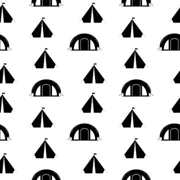 Camping tent seamless pattern. Illustrazione stock