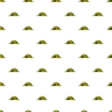 Camping tent seamless pattern on white background Stock Illustration