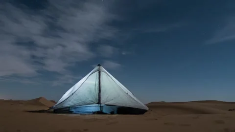 Camping Tent Under Starry Desert Sky Timelapse Stock Footage 326701950