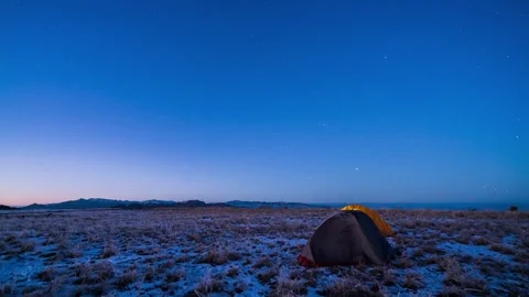 Camping Tent Under Starry Night Timelapse Stock Footage 326700320