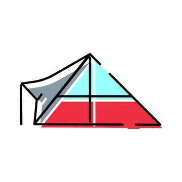 Camping tent vector line colored icon illustration Stock Illustration