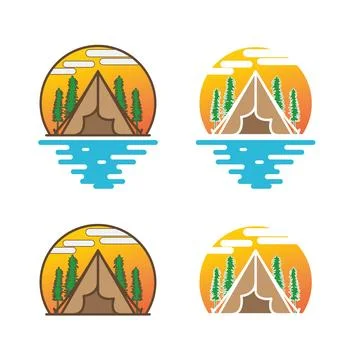 Camping tent vector set Stock Illustration