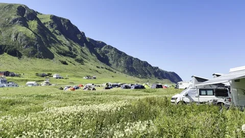 Camping tents in the mountains Stock Footage 314464107