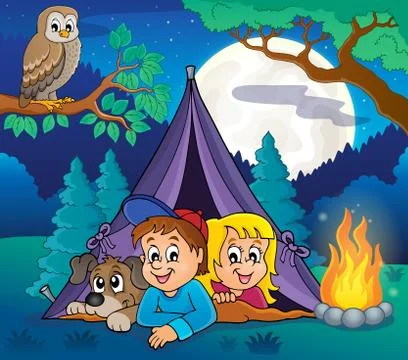 Camping theme image Stock Illustration