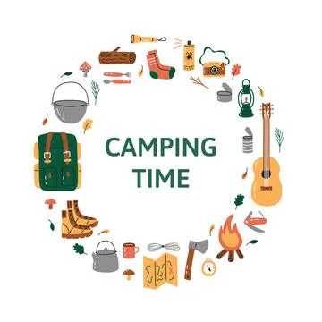 Camping time frame Stock Illustration