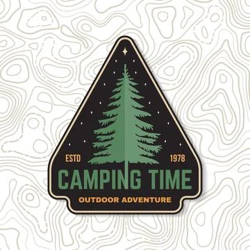 Camping time patch, sticker. Outdoor adventure. Vector illustration. Concept  Stockillustratie